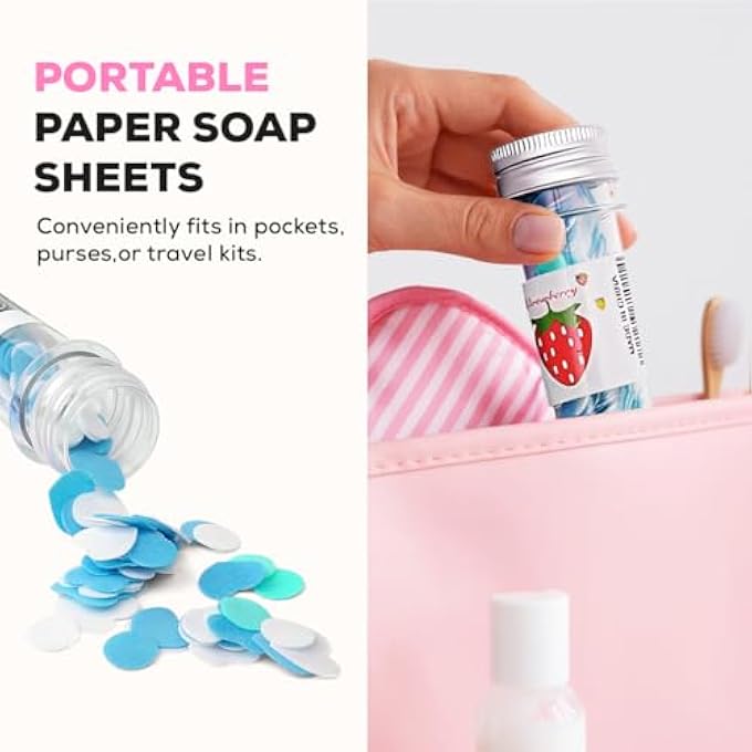 Multibrite أنبوب صابون ورقي قابل للتخلص، أوراق صابون ورقي مع عطور مختلطة، تصميم زهور، مدمج وقابل للحمل، لطيف على جميع أنواع البشرة، يذوب بسهولة، صحي وصديق للسفر - Image 3